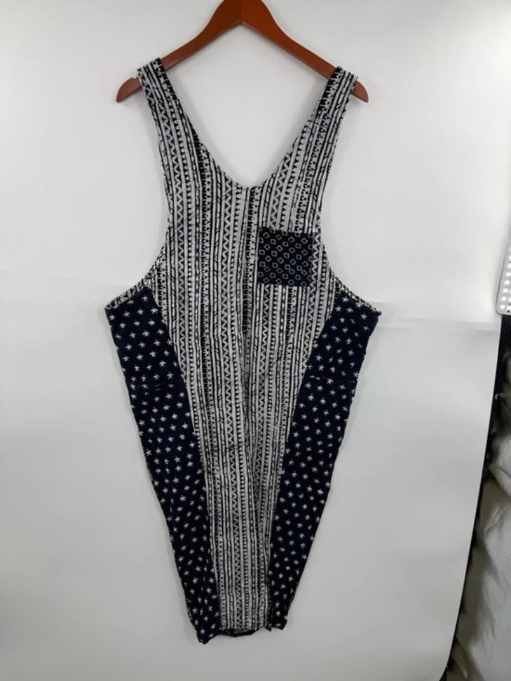 Webebop Kids Jumpsuit Girls M Blue White Patchwork Wide Leg Cotton Boho
